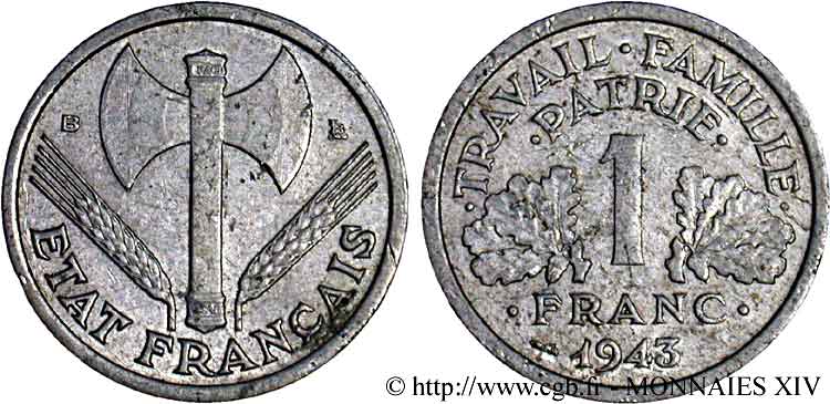 19431944 1 franc  Après 1795 (Système décimal)  Forums Numismatique.com